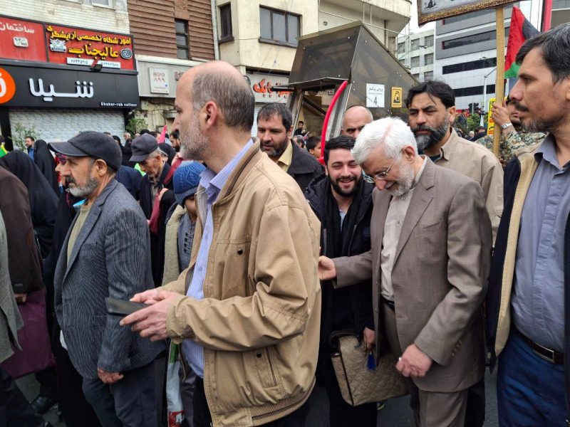 حضور سردار رشید، علی لاریجانی، شمخانی و سعید جلیلی در راهپیمایی روز قدس