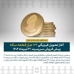 آغاز تحویل فیزیکی ۱۳۲ هزار قطعه سکه پیش فروش سررسید ۳۱ تیرماه