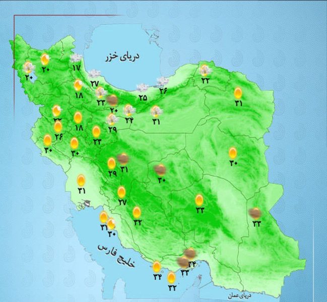رگبار و وزش باد در تهران، البرز و مناطق شمالی کشور