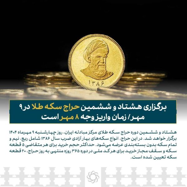 جبرگزاری هشتاد و ششمین حراج سکه طلا در ۹ مهر/ زمان واریز وجه ۸ مهر است
