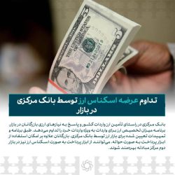 تداوم عرضه اسکناس ارز توسط بانک مرکزی در بازار
