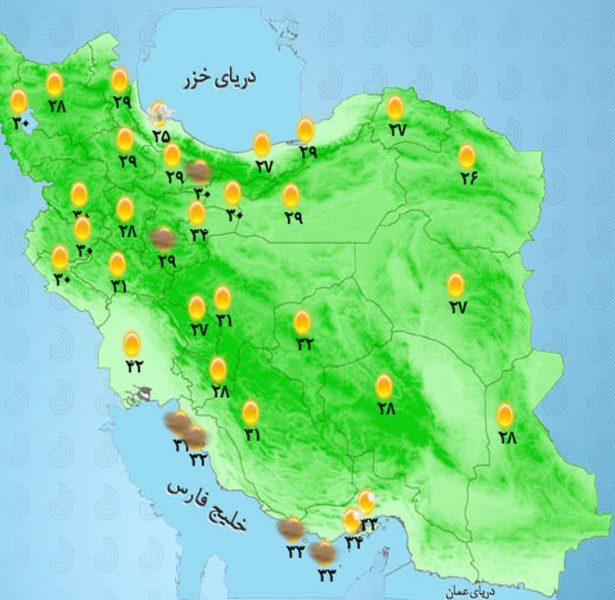 جو آرام در اکثر مناطق کشور