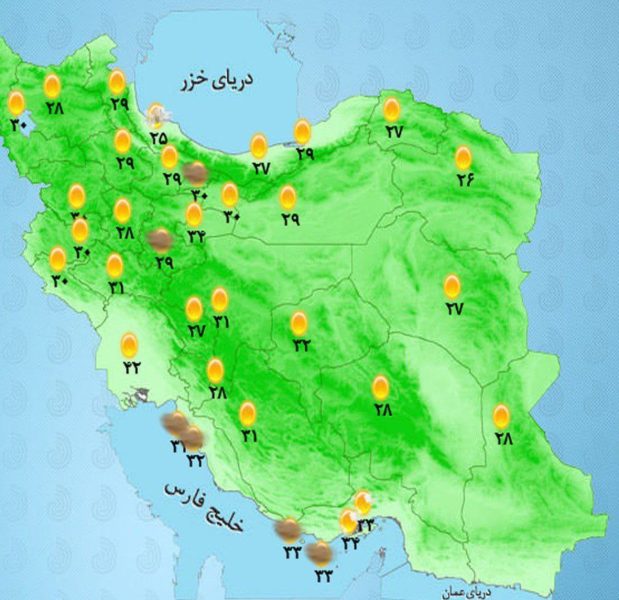 جو آرام در اکثر مناطق کشور