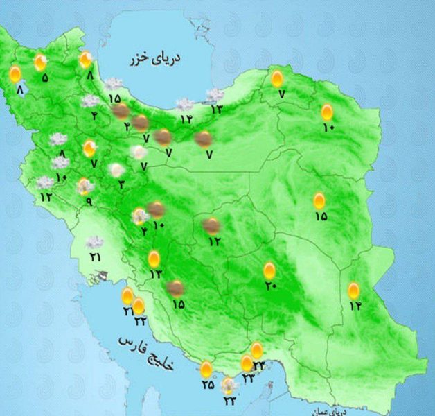 بارش برف و باران در اکثر مناطق کشور