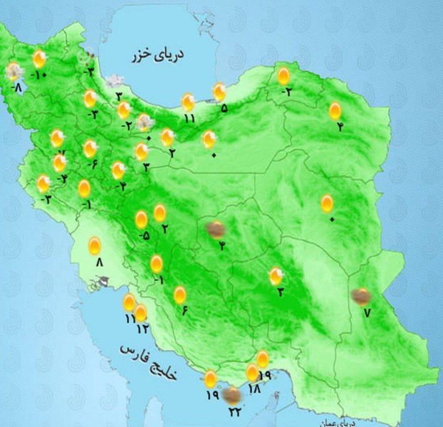 کاهش دما در مناطق شرقی و جنوب شرقی کشور